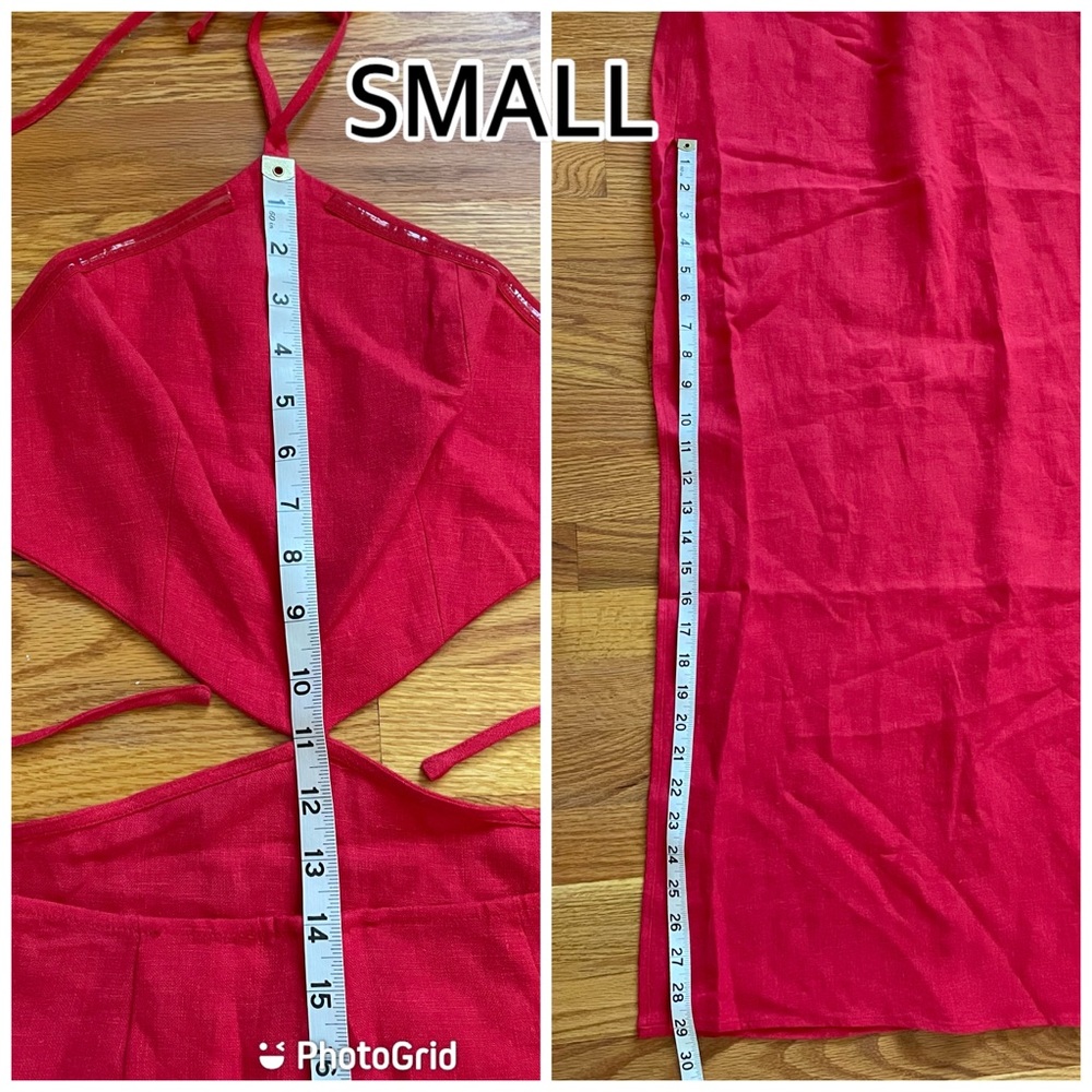 Ronny Kobo Red Marietta Cutout Linen Halterneck Maxi Dress - Picture 4 of 13